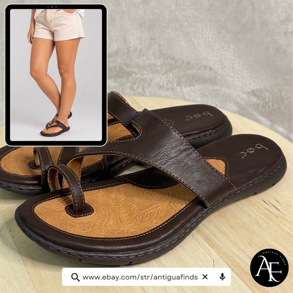 b.o.c. Born Concept Womens Sz. 11 Brown Toe Loop Flat Slide Sandals BC6311 CHB23